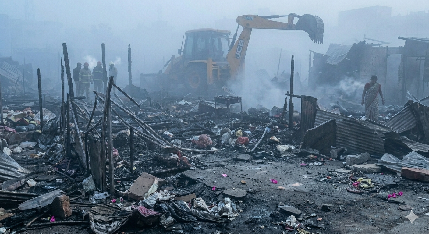 लखनऊ के विकास नगर में भीषण आग, सैकड़ों झोपड़ियां जलकर राख