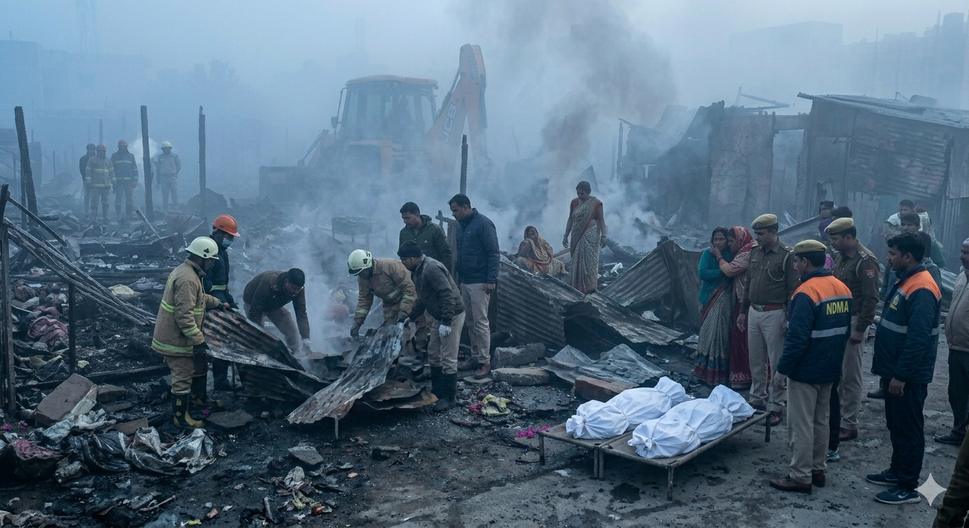 लखनऊ अग्निकांड: मलबे से दो मासूम बच्चियों के शव बरामद, 280 झोपड़ियां जलकर खाक